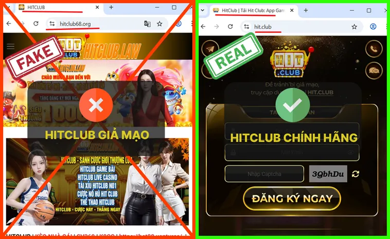 Nhận Diện Nhà Cái HitClub Chính Thức Qua Chất Lượng Game 2 Logo thật của Hit.Club có màu chuẩn thương hiệu và nổi bật, còn logo giả Hit.Club thường lệch tông hoặc nhạt màu.